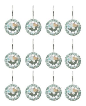 Ganchos Cortina Resina Metal X 12u Diamante Brillante Transp Plateado