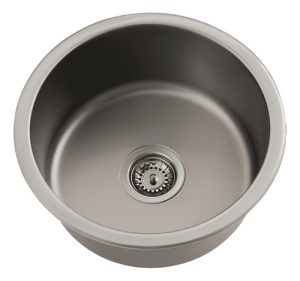 Bacha De Cocina Redonda Simple De Acero Inox. 37x20 - 460e Plateado