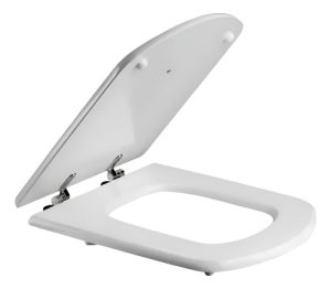 Asiento Tapa Inodoro Adaptable Bari  Ariel Mad. Laq. H/cromo Blanco