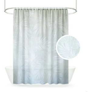 Cortina De Baño De Jacquard Lino Estampada Palm Jade 180x180 Verde Palm Jade