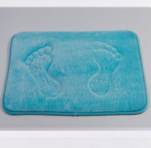 Alfombra Baño 40x60 Cm Memoria Antideslizante Pies Celeste Celeste Pies