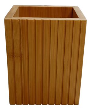 Vaso Porta Cepillos Cuadrado De Madera Marrón Claro