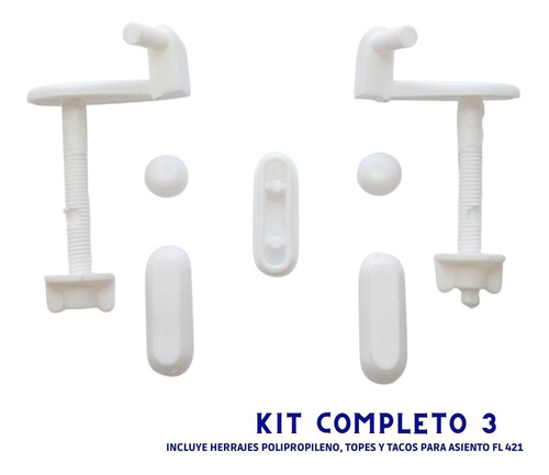 Kit Repuesto Herrajes Asiento Tope Ariel Original Fl 421 Blanco - Imagen 2