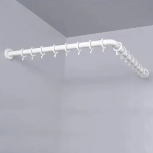 Barral para Cortina de Baño Curvo de Aluminio Blanco 90x90 cm - Imagen 2