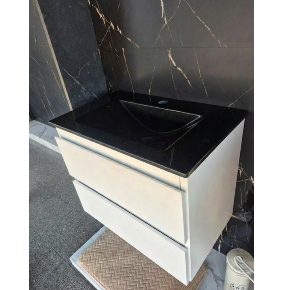 Vanitory Olmo Colgante 60x37x50 cm + Bacha Negra Marmolina