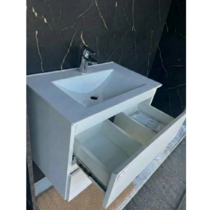 Vanitory Aura Laqueado Colgante Blanco 50x37x50 cm con Bacha Marmolina