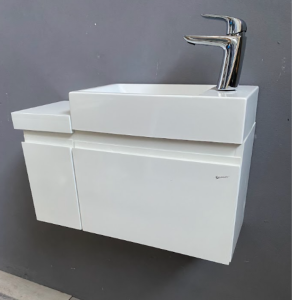 Vanitory Andy Mini Colgante 60 × 23 Blanco con Puerta Lateral y Mesada