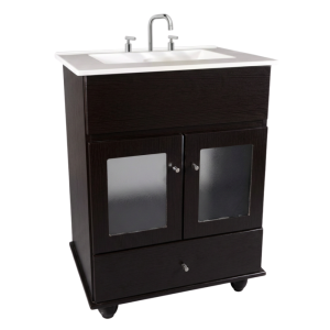 Vanitory Maral 50 cm Wengue con Vidrio, Cajón y Mesada