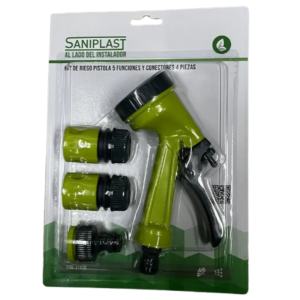 Kit de Riego Saniplast Pistola 5 Funciones + Conectores 4 Piezas