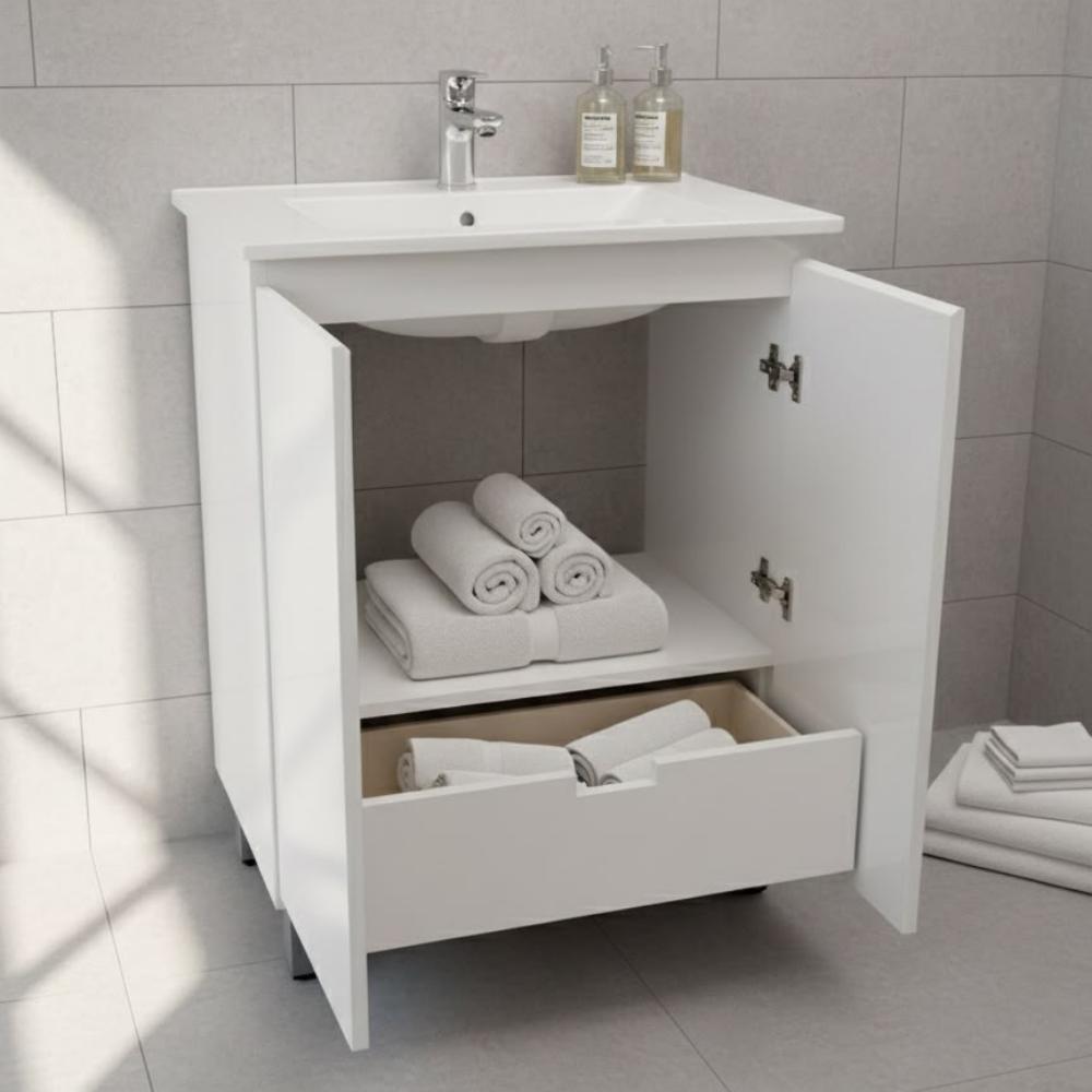 Vanitory Modena 60 cm Blanco con Mesada - Imagen 2