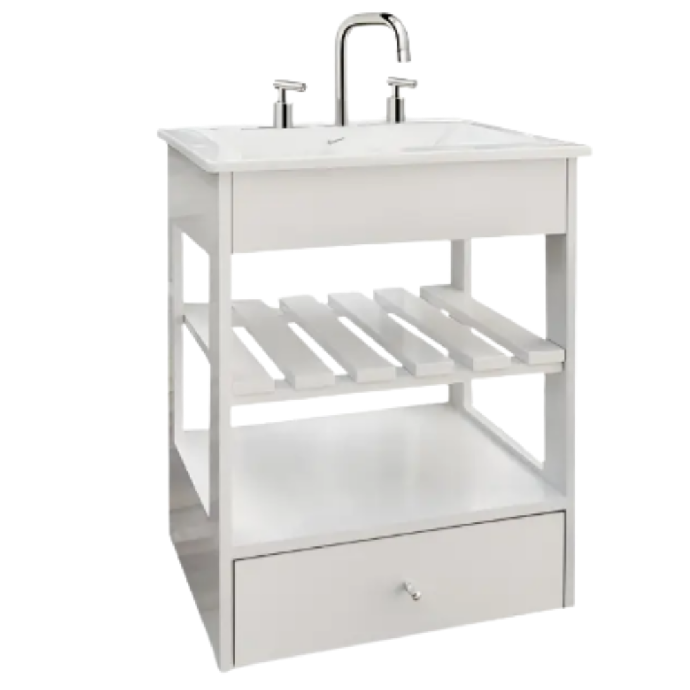 Vanitory Maral Colgante 50 cm Blanco con Deck + Mesada