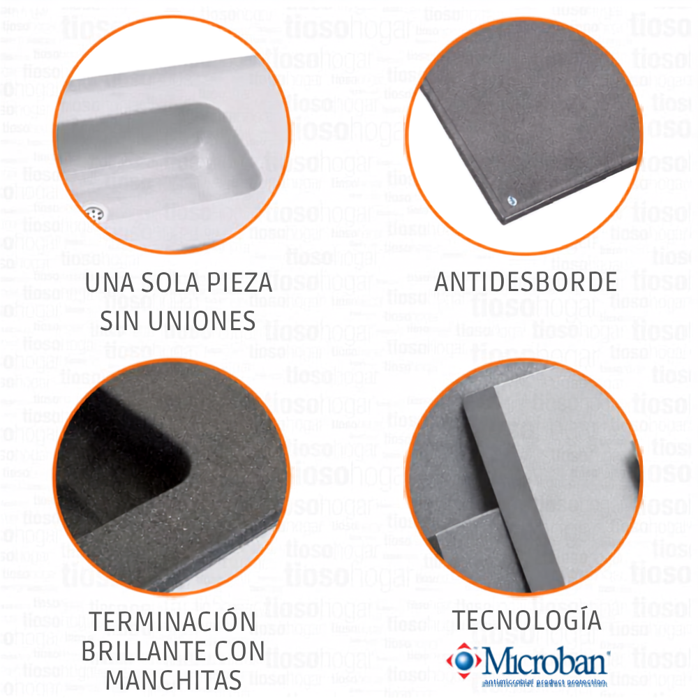 Mesada Durafort de Mármol Sintético 120 x 53 cm con Bacha – Gris Oscuro - Imagen 2