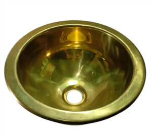 Bacha Simple De Bronce De 26x15 452 Mi Pileta Dorado Oscuro Brillante