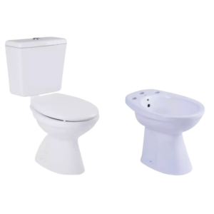 Combo Capea Italiana: Inodoro Corto + Depósito a Codo + Bidet 3 Agujeros + Asiento