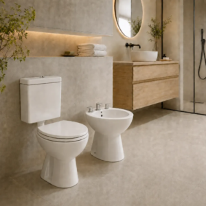Combo Pringles Onix: Inodoro Corto + Depósito Onix + Bidet + Asiento MDF Herraje Nylon