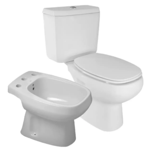 Combo Roca Mónaco: Inodoro Largo + Depósito + Bidet + Asiento MDF + Herrajes