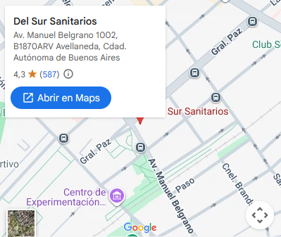 Ubicación de Del Sur Sanitarios en Maps