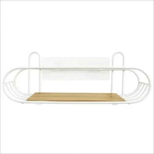 Estante Organizador para Ducha Simple Autoadhesivo Bamboo Blanco - Imagen 2