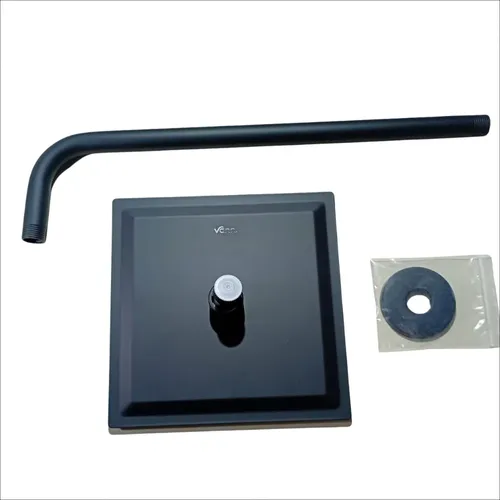 Flor de Ducha Cuadrada de Acero Inoxidable con Caño Curvo Vari – Vann Negro - Imagen 4