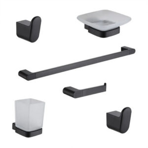 Kit de accesorios para baño de 6 piezas Soria Black 16006BL – Peirano