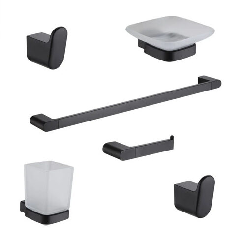 Kit de accesorios para baño de 6 piezas Soria Black 16006BL – Peirano