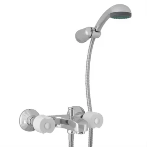 Grifería para ducha exterior Peirano Laza 409 con transferencia blanco y cromo