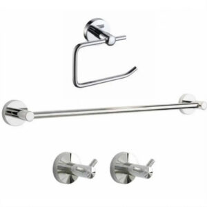Kit de Accesorios para Baño de 4 Piezas con Barral de 57 cm – Vann Cromado