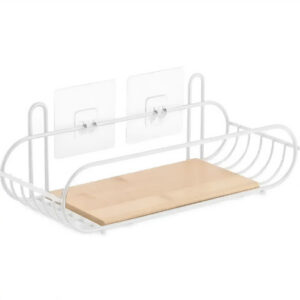 Estante Organizador para Ducha Simple Autoadhesivo Bamboo Blanco