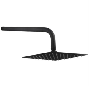 Flor de Ducha Cuadrada de Acero Inoxidable con Caño Curvo Vari – Vann Negro