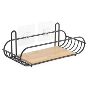 Estante Organizador para Ducha Simple Autoadhesivo Bamboo Negro
