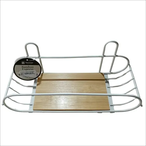 Estante Organizador para Ducha Simple Autoadhesivo Bamboo Blanco - Imagen 3